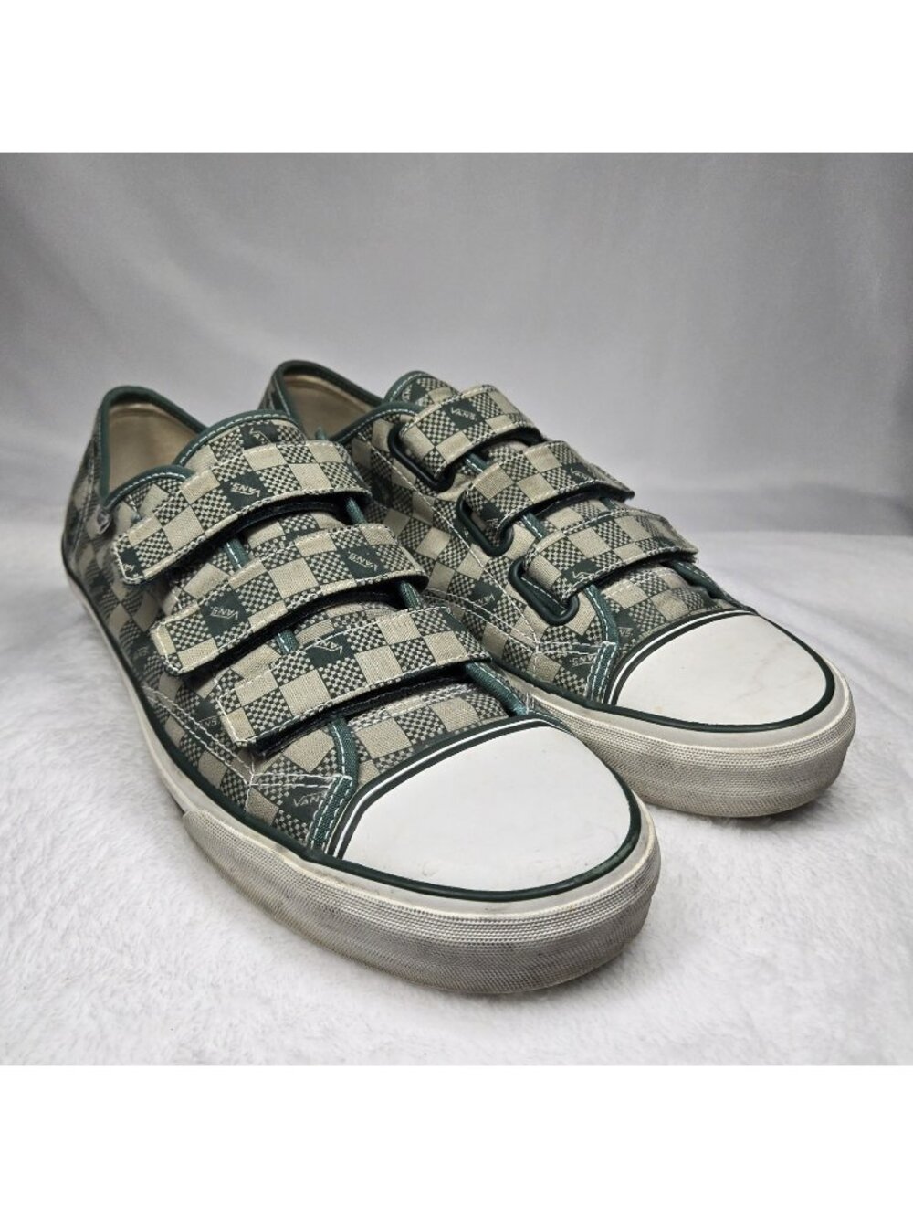 Vans Shoes Mens Size 12 Prison Issue Green White Checkerboard Skate Sneakers